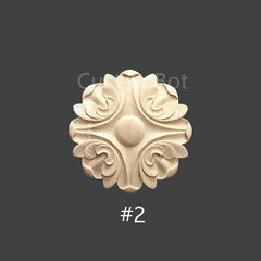 4cm to 30cm, Round Applique Onlay, 1pc, Unpainted Wood Carved Home Embellishments, Furniture Carving Apliques Supplies MD011