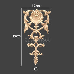 Height 19cm to 48cm Unpainted Wood Carved Applique Onlay, 1pc, Home Wall Embellishments, European style Furniture & Wall art decal, MD012