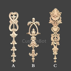Height 17 to 48cm Unpainted Wood Carved Applique Onlay, 1pc, Home Wall Embellishments, European style Furniture & Wall art decal, MD013