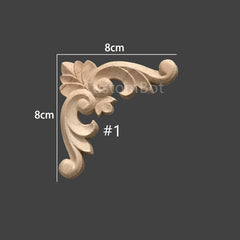 2pcs (Left and Right) Corner Applique Onlay, 4cm to 15cm, Unpainted Wood Carved Furniture Carving Apliques Supplies MD016