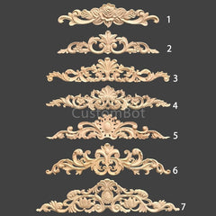 20cm to 100cm Unpainted Wood Carved Applique Onlay, 1pc, Home Wall Embellishments, Furniture Carving Art Decor MD021