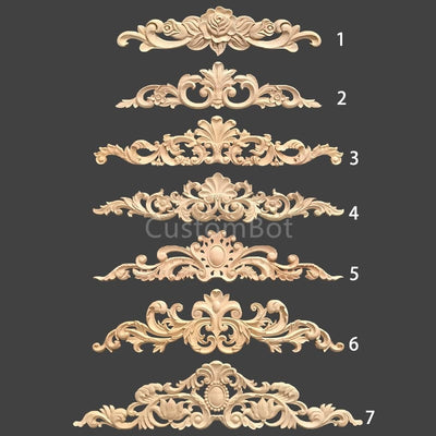 20cm to 100cm Unpainted Wood Carved Applique Onlay, 1pc, Home Wall Embellishments, Furniture Carving Art Decor MD021