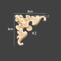 2pcs (Left and Right) Corner Applique Onlay, 5cm to 45cm, Unpainted Wood Carved Furniture Carving Apliques Supplies MD022