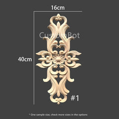 22 to 100cm (Height) Unpainted Wood Carved Applique Onlay, 1pc, Home Wall Embellishments, European style Furniture & Wall art decal, MD024