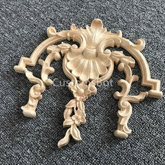 30cm Unpainted Wood Carved Applique Onlay, 1pc, Home Wall Embellishments, European Style TV Wall Background Decal, MD029