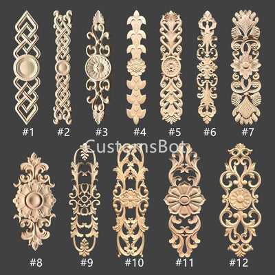 22 to 78cm Unpainted Wood Carved Applique Onlay, 1pc, Home Wall Embellishments, European Style Furniture & Wall Art Decal, MD032