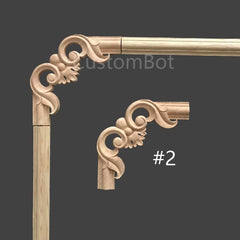 2pcs Unpainted Carved Wood Corners(Left and Right) Applique Onlay or 5 Meters Line Bars(Cut in 41cm x 12pcs or Total Equivalent), MD008