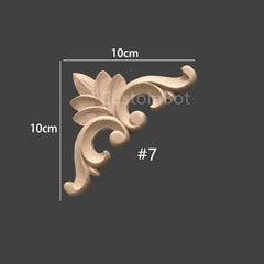 2pcs (Left and Right) Corner Applique Onlay, 4cm to 15cm, Unpainted Wood Carved Furniture Carving Apliques Supplies MD016