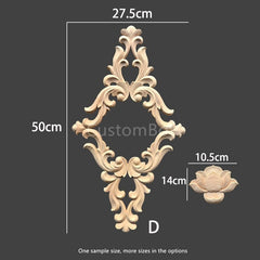 Height 30 to 80cm Unpainted Wood Carved Applique Onlay, 1pc, Home Wall Embellishments, European style Furniture & Wall art decal, MD020