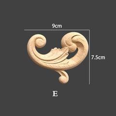 2pcs (Left and Right) Corner Applique Onlay, 6cm to 12cm, Unpainted Wood Carved Furniture Carving Apliques Supplies MD026