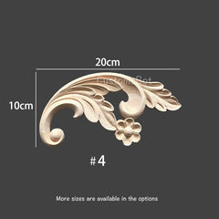 1 Pair (Left and Right) Shabby Chic Unpainted Wood Corners Applique Onlay, W8cm to 30cm, Molding Architectural Carvings Furniture Trim MD045