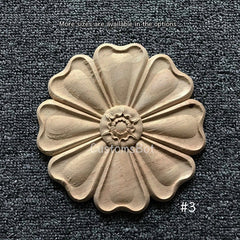 10cm / 20cm / 24cm / 30cm / Unpainted Wood Carved Round Applique Onlay, 1pc, Wall Embellishments, Cameo Embossed Sculpted Reliefs, MD050