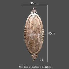 Door Middle Oval Unpainted Wood Applique Onlay, Shabby Chic Molding Decal Onlays Architectural Carvings Furniture Trim Supplies MD047