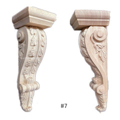 1pc Unpainted Wood Carved Corbel, Home Interior Decoration, 3D Carved Ornamentation Roman Column Corbels Fireplace Cupboard Decal, MD064