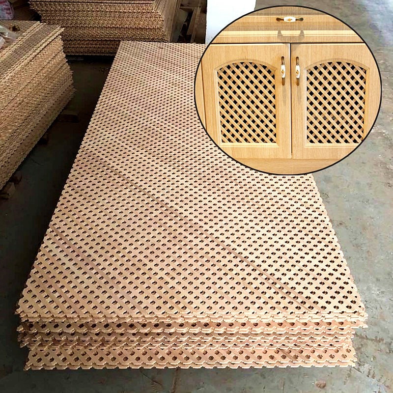 Unpainted Cabinet Wood Lattice Grid Screen, Thickness 1/4