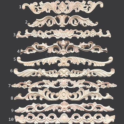 20cm to 180cm Unpainted Wood Carved Applique Onlay, 1pc, Home Cabinet Wall Embellishments, Eagle Wing Style Appliques, MD063A