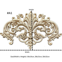 Unpainted Wood Carved Applique Onlay, Single Top or Set with 16 Feet Line Bars(Cut in 16" x 12pcs or equal) Omega Bars, MD122