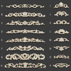 15cm to 99cm Unpainted Wood Carved Applique Onlay, 1pc, Thickness About 0.7-1.4cm, The Longer The Thicker, MD120