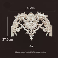 2pcs Top & Bottom appliques or 4 Feet Line Bars(Cut in 16" x 3pcs or equal), Unpainted Wood Carved Applique Onlay, MD109C