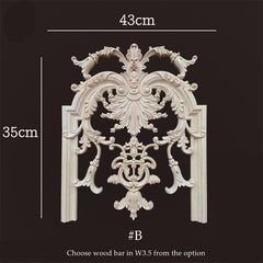 2pcs Top & Bottom appliques or 4 Feet Line Bars(Cut in 16" x 3pcs or equal), Unpainted Wood Carved Applique Onlay, MD109C