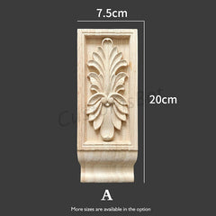 Rectangle Carved Wood Appliques for interior, Back Flat, 1pc, Shabby Chic FURNITURE APPLIQUES, Fireplace Corbel Brackets Decals, MD091