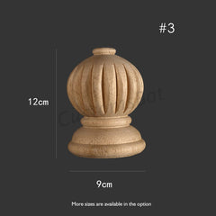 Unfinished Decorative Carved Staircases Newel Post Cap, Screw Included, Solid Wood Cornices Finial, 3D Carved Wood Ornamentation, MD094