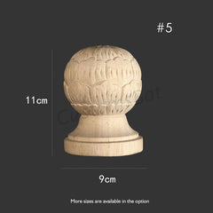 Unfinished Decorative Carved Staircases Newel Post Cap, Screw Included, Solid Wood Cornices Finial, 3D Carved Wood Ornamentation, MD094