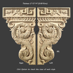 Heavy Duty Corbels, Deep 2"/3"/4", Unpainted Wood Carved Thick Corner Brackets,  Home Wall Corners Ornate, MD100